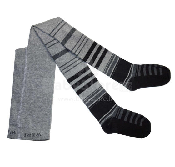 Weri Spezials Детские колготки Black and Grey Stripes ART.WERI-2923 Высококачественные детские хлопковые колготки для мальчиков