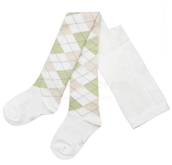 Weri Spezials Bērnu Zeķubikses Jacquard Cream and Green ART.WERI-2547 Augstas kvalitātes bērnu kokvilnas Zeķubikses bērniem