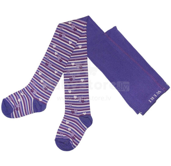 Weri Spezials Bērnu Zeķubikses Hearts and Stripes Lilac ART.SW-0377 Augstas kvalitātes bērnu kokvilnas Zeķubikses meitenēm