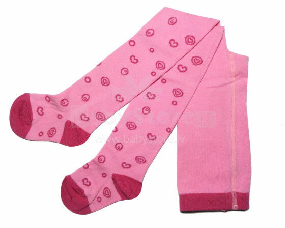 Weri Spezials Children's Tights Hearts and Swirls Light and Dark Pink ART.WERI-4823 High quality children's cotton tights for girls