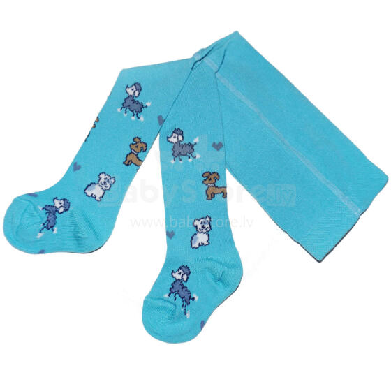 Weri Spezials Bērnu Zeķubikses Cute Dogs Turquoise ART.WERI-7797 Augstas kvalitātes bērnu kokvilnas Zeķubikses meitenēm