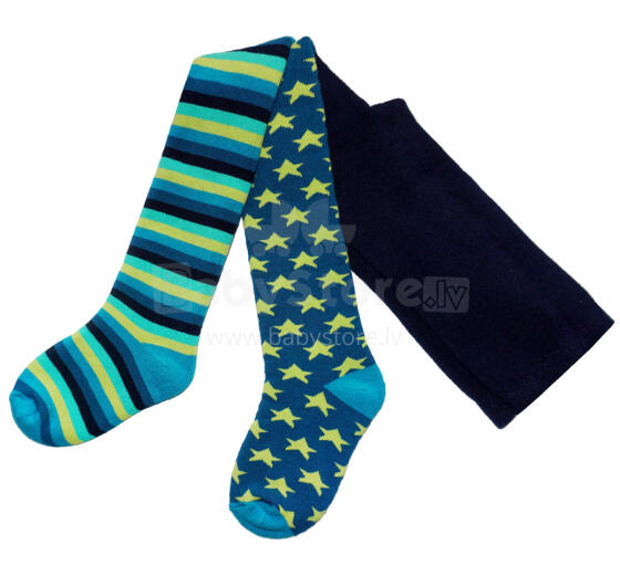 Weri Spezials Children's Tights Colorful Stars and Stripes Petrol ART.SW-1829 High quality children's warm plush cotton tights for boys