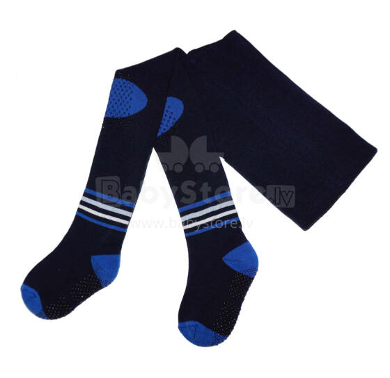 Weri Spezials Bērnu Zeķubikses Four Stripes Navy ART.WERI-0394 Augstas kvalitātes siltas plīša Neslīdošas bērnu kokvilnas Zeķubikses zēniem