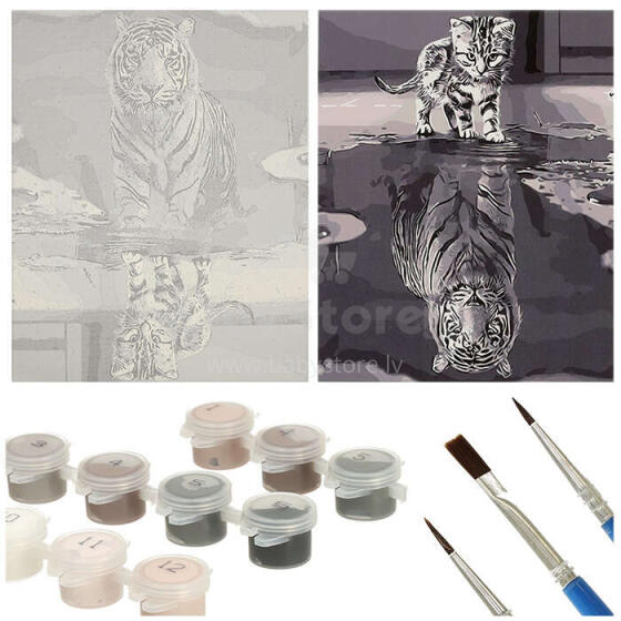 Ikonka Art.KX4497_2 Painting by numbers 40x50cm Cat and tiger