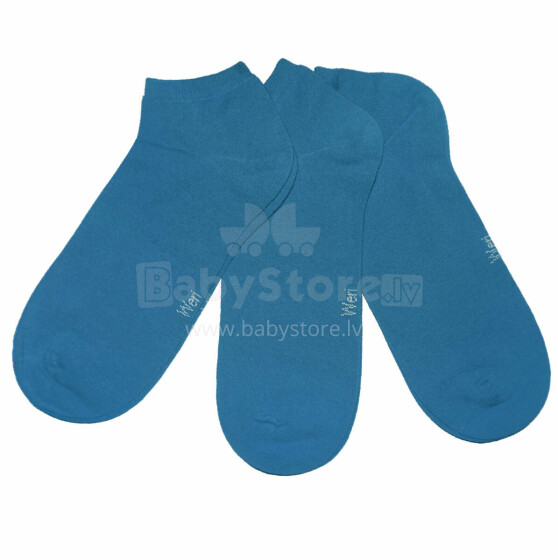 Weri Spezials Детские короткие носки Monochrome Baltic Blue ART.SW-2199 Три пары высококачественных детских коротких носков из хлопка