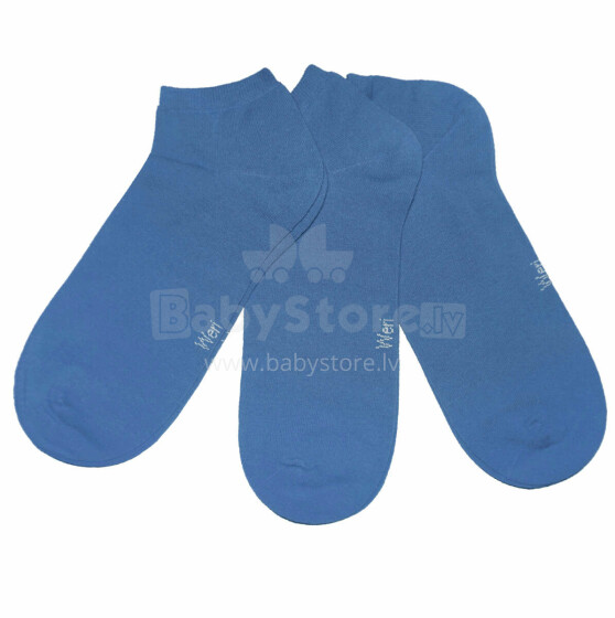 Weri Spezials Children's Sneaker Socks Monochrome Slate-Blue ART.SW-2204 Pack of three high quality children's cotton sneaker socks