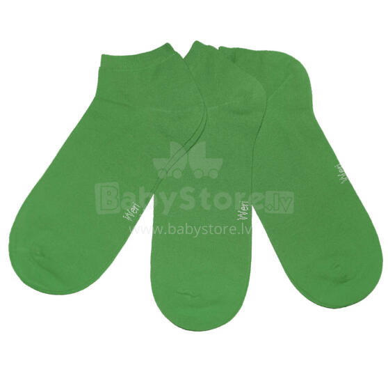 Weri Spezials Children's Sneaker Socks Monochrome Grass Green ART.SW-2224 Pack of three high quality children's cotton sneaker socks