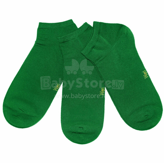 Weri Spezials Детские короткие носки Monochrome Club Green ART.SW-2249 Три пары высококачественных детских коротких носков из хлопка