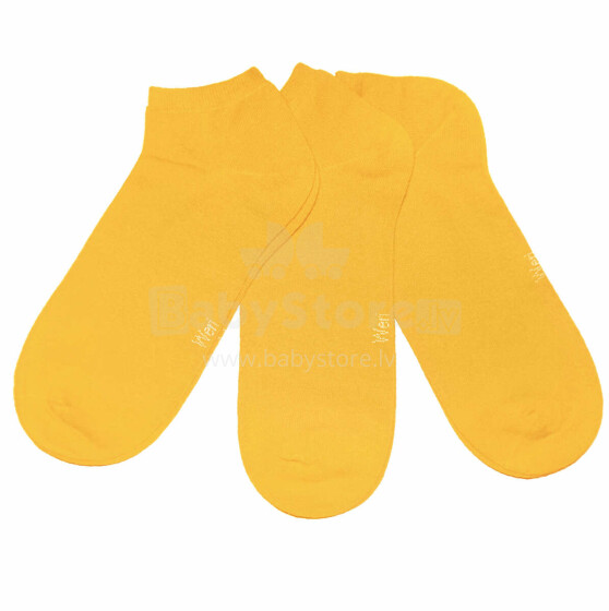 Weri Spezials Детские короткие носки Monochrome Yellow ART.SW-2254 Три пары высококачественных детских коротких носков из хлопка