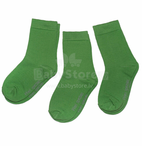 Weri Spezials Children's Socks Monochrome Grass Green ART.SW-0869 Pack of three high quality children's cotton socks