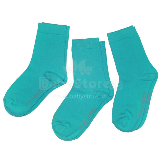 Weri Spezials Bērnu zeķes Monochrome Greenish Blue ART.SW-0885 Trīs pāri augstas kvalitātes kokvilnas bērnu zeķes