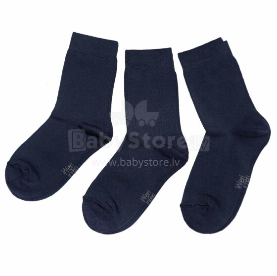 Weri Spezials Children's Socks Monochrome Navy ART.SW-0713 Pack of three high quality children's cotton socks