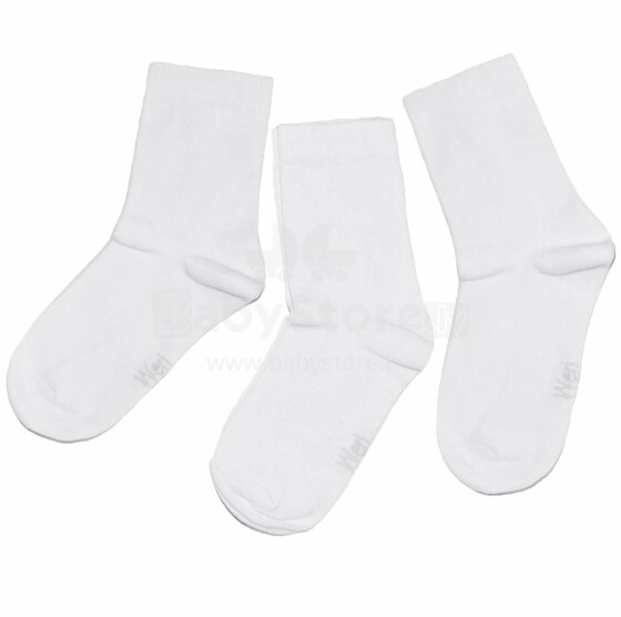 Weri Spezials Children's Socks Monochrome White ART.SW-0906 Pack of three high quality children's cotton socks