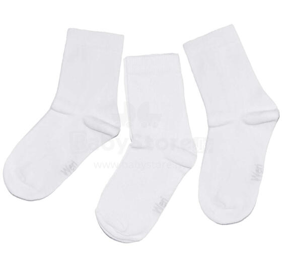 Weri Spezials Bērnu zeķes Monochrome White ART.SW-0906 Trīs pāri augstas kvalitātes kokvilnas bērnu zeķes