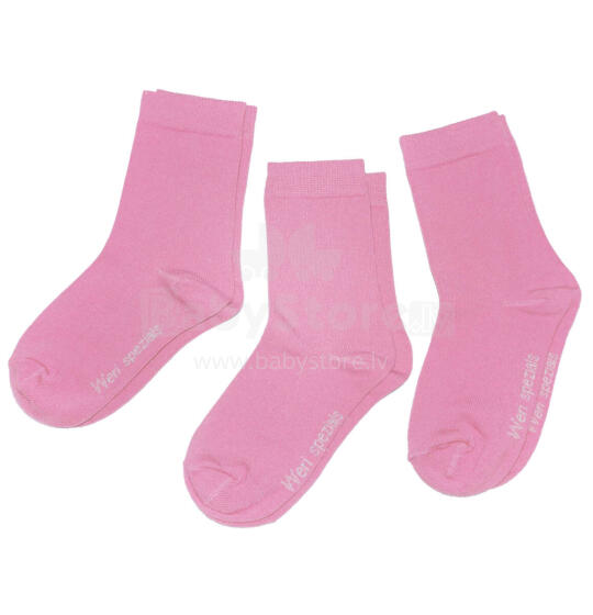 Weri Spezials Bērnu zeķes Monochrome Dark Rose ART.SW-0789 Trīs pāri augstas kvalitātes kokvilnas bērnu zeķes