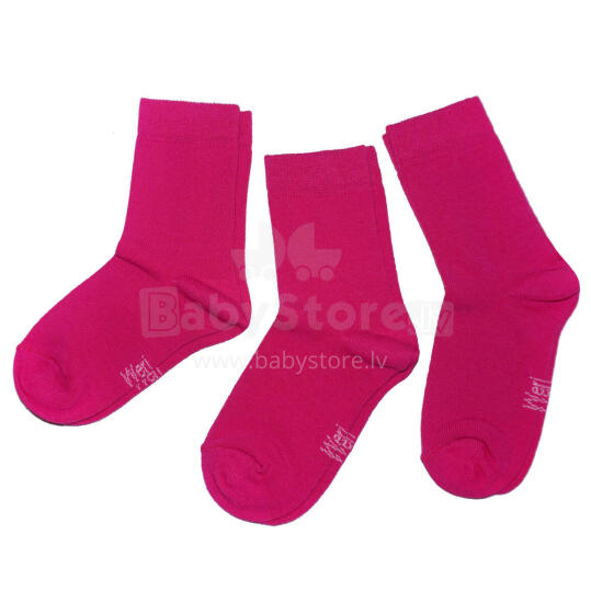 Weri Spezials Bērnu zeķes Monochrome Pink ART.SW-0798 Trīs pāri augstas kvalitātes kokvilnas bērnu zeķes
