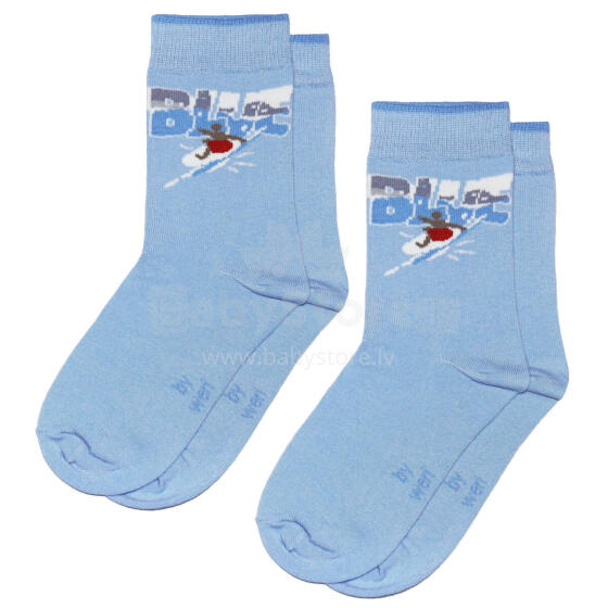 Weri Spezials Bērnu zeķes Surfer Light Blue ART.WERI-1076 Divi pāri augstas kvalitātes kokvilnas bērnu zeķes