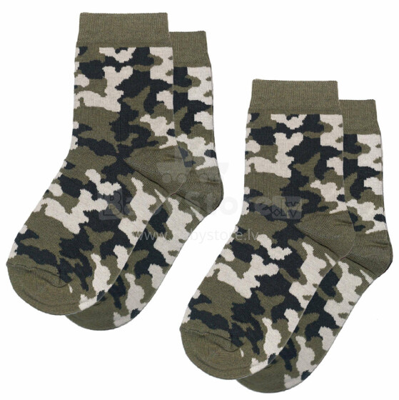 Weri Spezials Children's Socks Military Khaki ART.WERI-2253 Pack of two high quality children's cotton socks