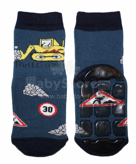 Weri Spezials Children's Non-Slip Socks Bulldozer Jeans ART.WERI-2788 High quality children's socks made of cotton with non-slip coating