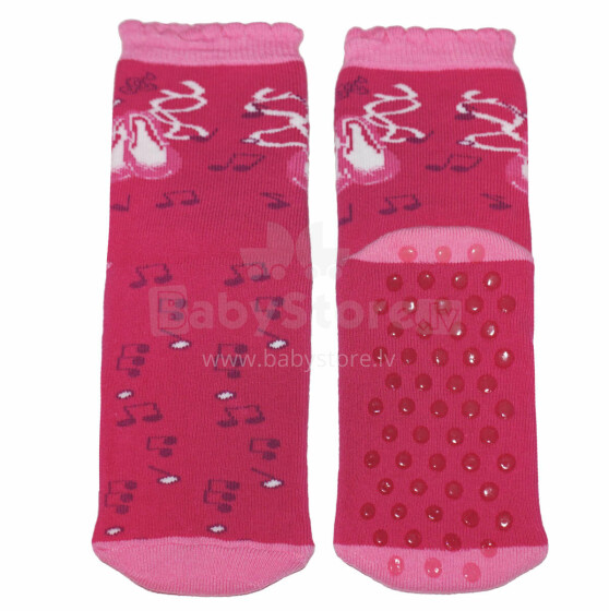 Weri Spezials Children's Non-Slip Socks Ballet Shoes Pink ART.WERI-0929 High quality children's socks made of cotton with non-slip coating