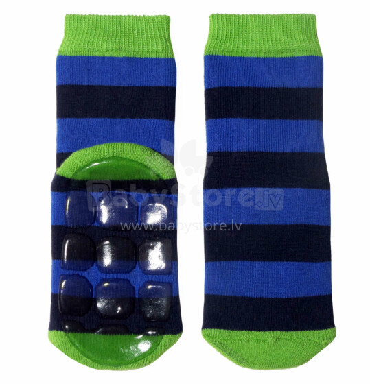 Weri Spezials Детские нескользящие носки Big Stripes Royal Blue ART.SW-1013 Высококачественных детских носков из хлопка с нескользящим покрытием