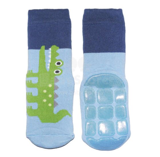 Weri Spezials Bērnu pretslīdes zeķes Crocodile Light Blue ART.SW-1814 Augstas kvalitātes bērnu zeķes no kokvilnas ar pretslīdes pārklājumu