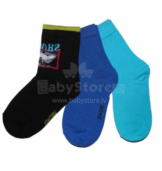 Weri Spezials Детские носки Shark Black ART.WERI-0962 Комплект из трех пар высококачественных детских носков из хлопка