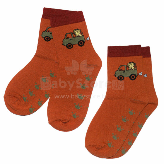 Weri Spezials Children's Socks Bon Voyage Orange ART.SW-0081 Pack of two high quality children's cotton socks