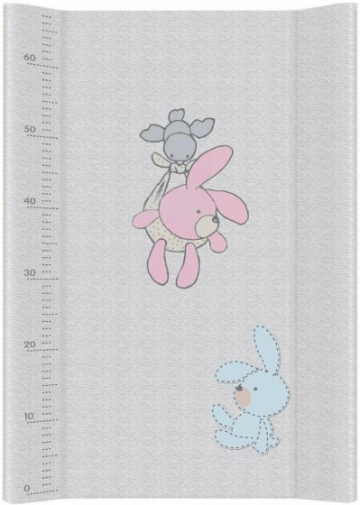 Ceba Baby Strong  Bunnies Changing Mat Art.155686 Grey Матрас для пеленания с твердым основанием (70x50cm)