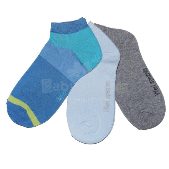 Weri Spezials Children's Sneaker Socks Modern Stripes Jeans ART.WERI-5018 Pack of three high quality children's cotton sneaker socks