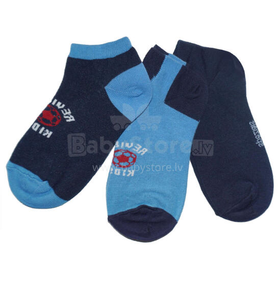 Weri Spezials Īsas Bērnu zeķes Kids Review Navy and Medium Blue ART.WERI-2523 Trīs pāri īsas augstas kvalitātes kokvilnas bērnu zeķes