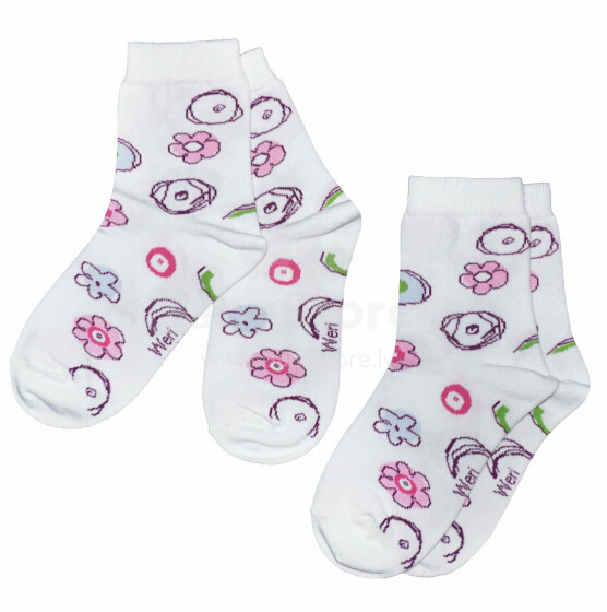 Weri Spezials Детские носки Cheerfulness White ART.WERI-2882 Комплект из двух пар высококачественных детских носков из хлопка