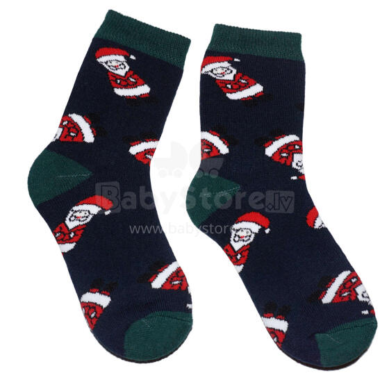 Weri Spezials Bērnu Plīša zeķes Christmas Navy Blue ART.WERI-4382 Augstas kvalitātes kokvilnas plīša bērnu zeķes