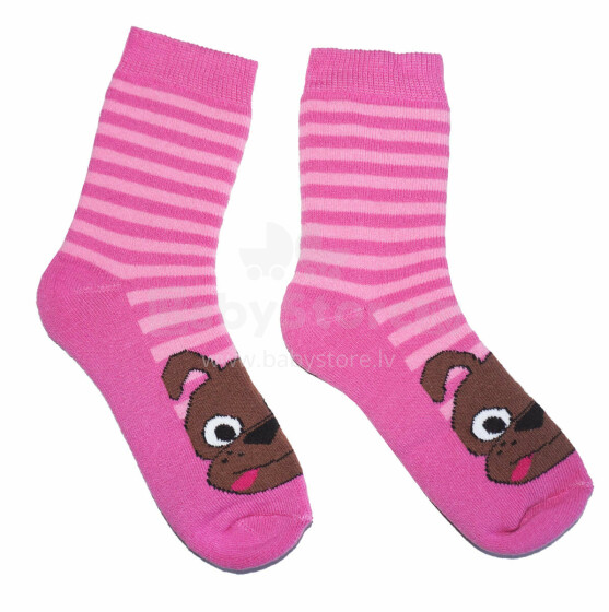 Weri Spezials Children's Plush Socks Charlie the Dog Pink ART.WERI-4692 High quality children's cotton plush socks