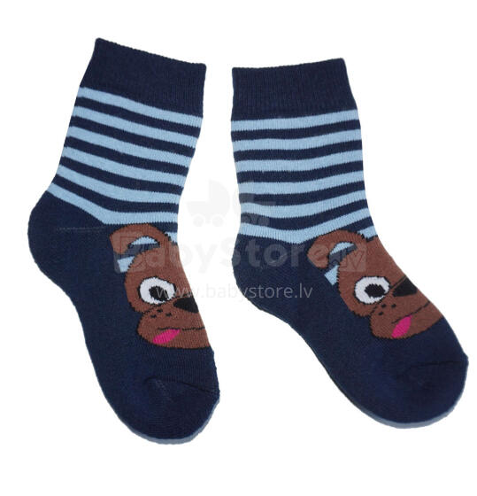 Weri Spezials Bērnu Plīša zeķes Charlie the Dog Navy Blue ART.WERI-7098 Augstas kvalitātes kokvilnas plīša bērnu zeķes