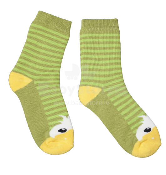 Weri Spezials Bērnu Plīša zeķes Happy Duck Green ART.WERI-4698 Augstas kvalitātes kokvilnas plīša bērnu zeķes