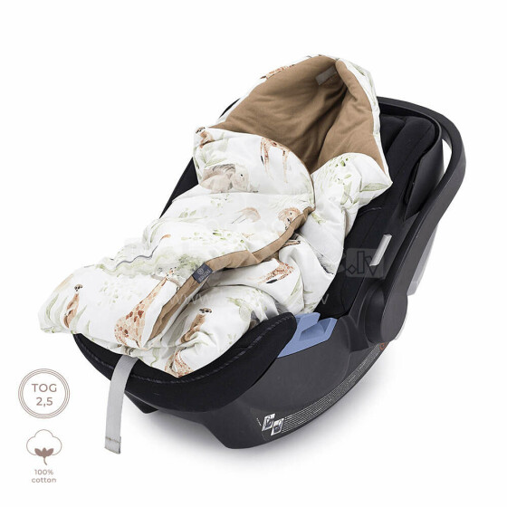 Makaszka Car Seat Blanket Sawanna  Art.155907 Высококачественное детское двухстороннее легкое одеяло-конверт с капюшоном (100x110 см)
