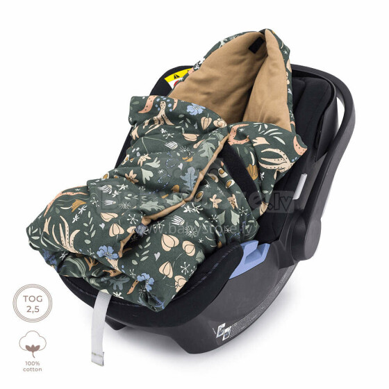 Makaszka Car Seat Blanket Art.KOC5COTTONNATURE Nature Symphony Augstākās kvalitātes viegla divpusēja sedziņa-konverts ar kapuci (100x110 cm)