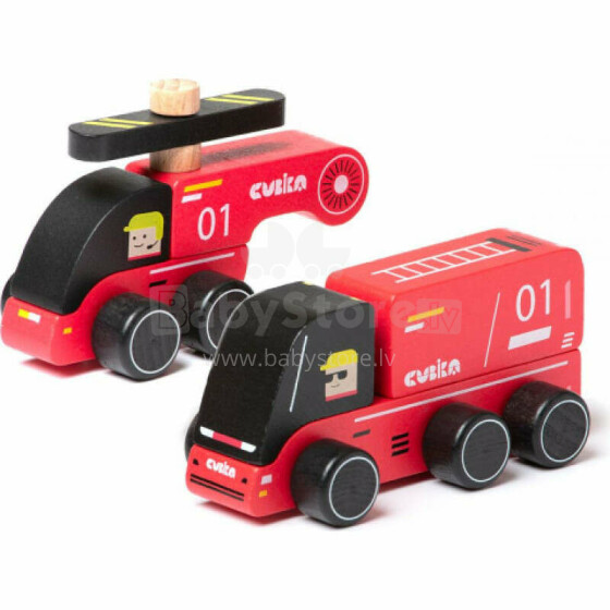 Cubika Fire Fighters Art.15559  Wooden cars