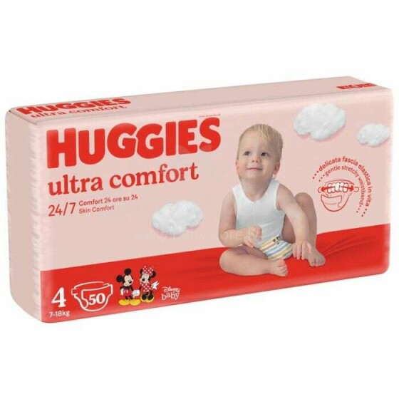 Huggies Ultra Comfort JP sauskelnės, 4 dydis 7-18kg, 50vnt