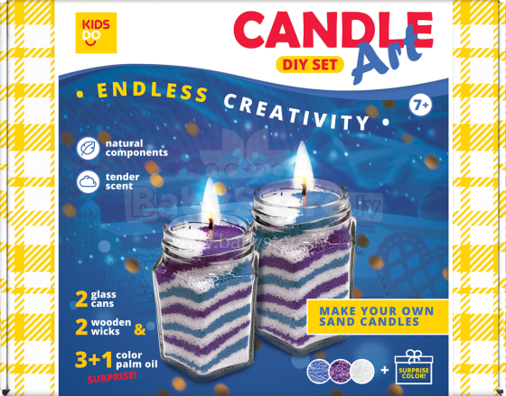 KIDS DOKIDS DO DIY Candle Art Set Blue Purple White + 1 SURPRISE color Art.44002 DIY küünlakunsti komplekt