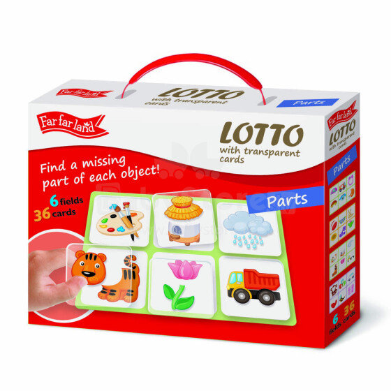 FAR FAR LAND Art.F-04016 Lotto spēle ar caurspīdīgām plastikāta kartēm ATTĒLU DAĻAS