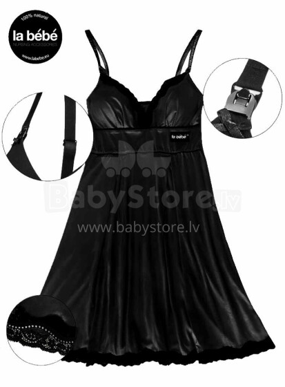 La Bebe™ Nursing Cotton Mia Art.156716 Black Nursing Nightdress