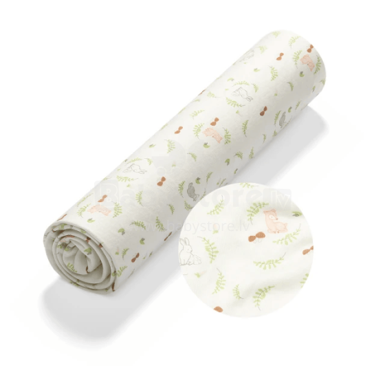 Babyono Bamboo Fitted Cot Bed Sheet Forest Art.749/01
