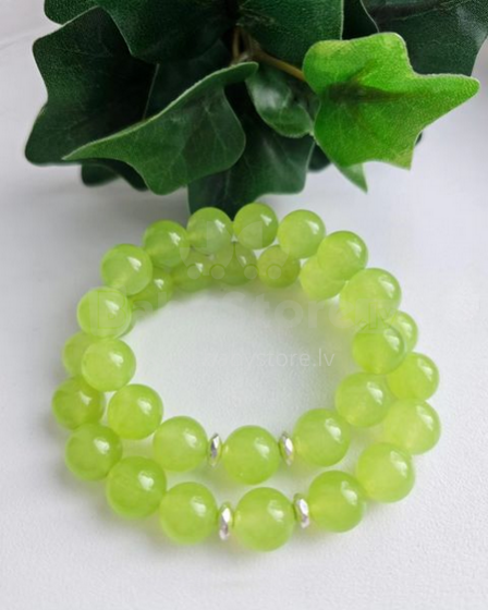 La bebe™ Jewelry Handmade Natural Stone Bracelet Halcedons Salatlāpu Браслет XS размер