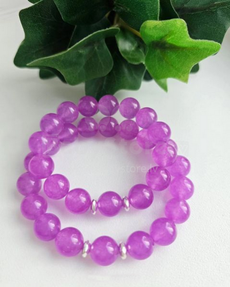 La bebe™ Jewelry Handmade Natural Stone Bracelet Halcedons Lavanda M size