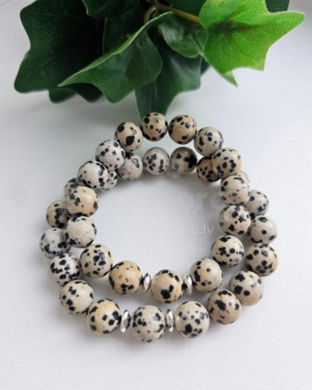 La bebe™ Jewelry Handmade Natural Stone Bracelet Jašma Dolmatian M size