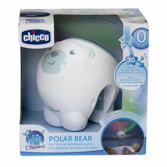 Chicco Polar Bear Art.CHIZ-061133 Blue Музыкальная игрушка-проектор Медвежонок  со звёздами