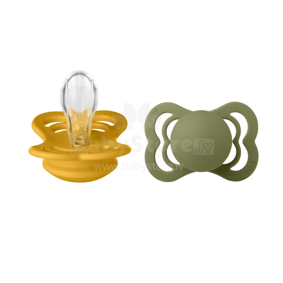 Bibs Supreme Art.157126 Honet Bee/Olive Silicone Soothers 6-36 m., 100% natural