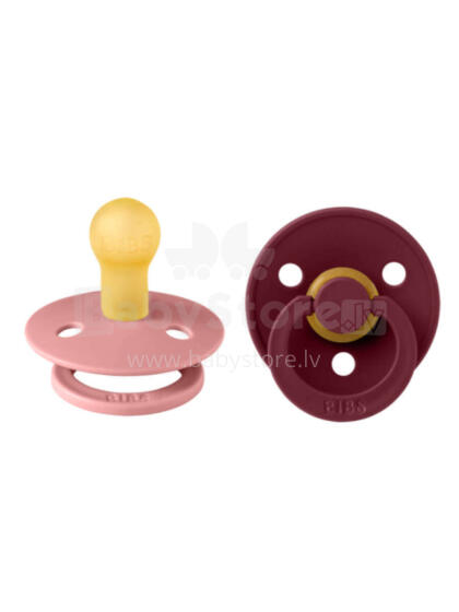 Bibs Colour DUSTY PINK / ELDERBERRY Pacifier, Soothers 6-18 m.,100% natural